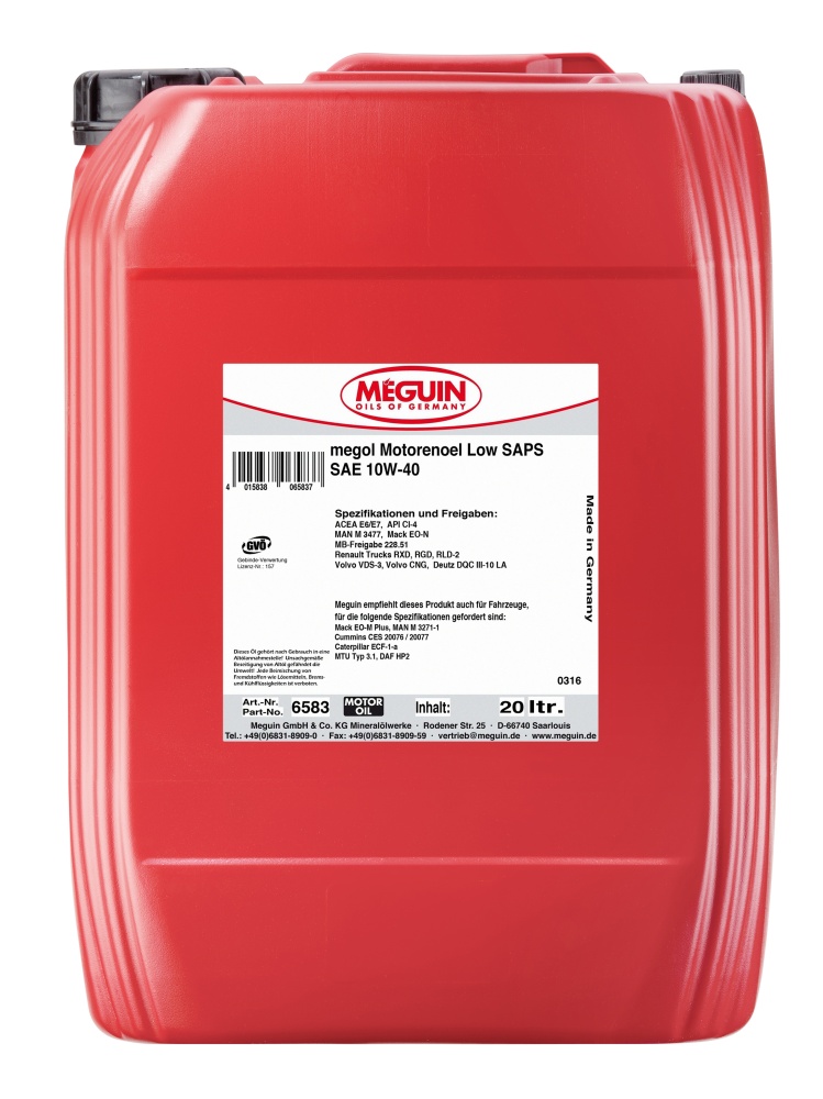 НС-синтетическое моторное масло Megol Motorenoel Low SAPS 10W-40